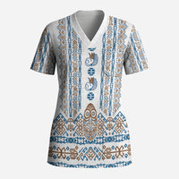Personalised Papua New Guinea Bird Ethnic Scrub Top Papuan Batik Inspired Pattern
