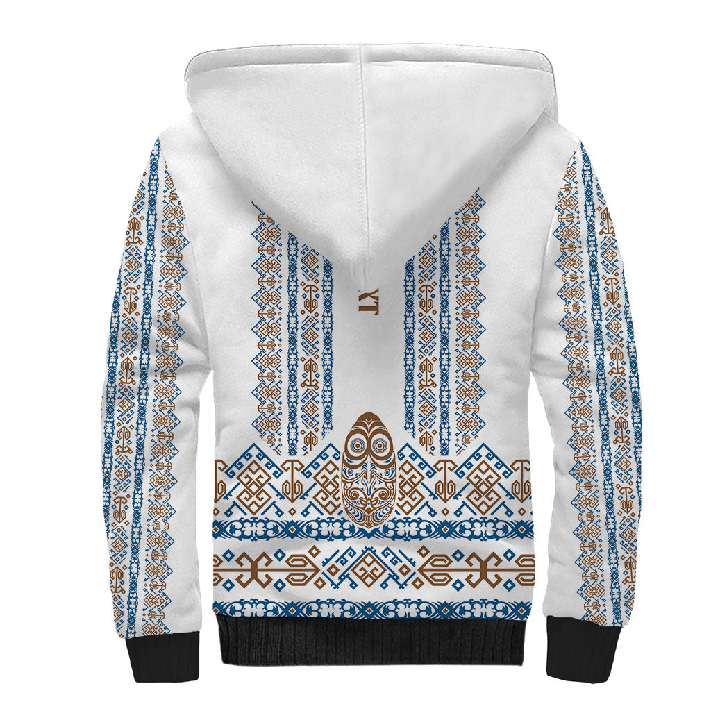 Personalised Papua New Guinea Bird Ethnic Sherpa Hoodie Papuan Batik Inspired Pattern