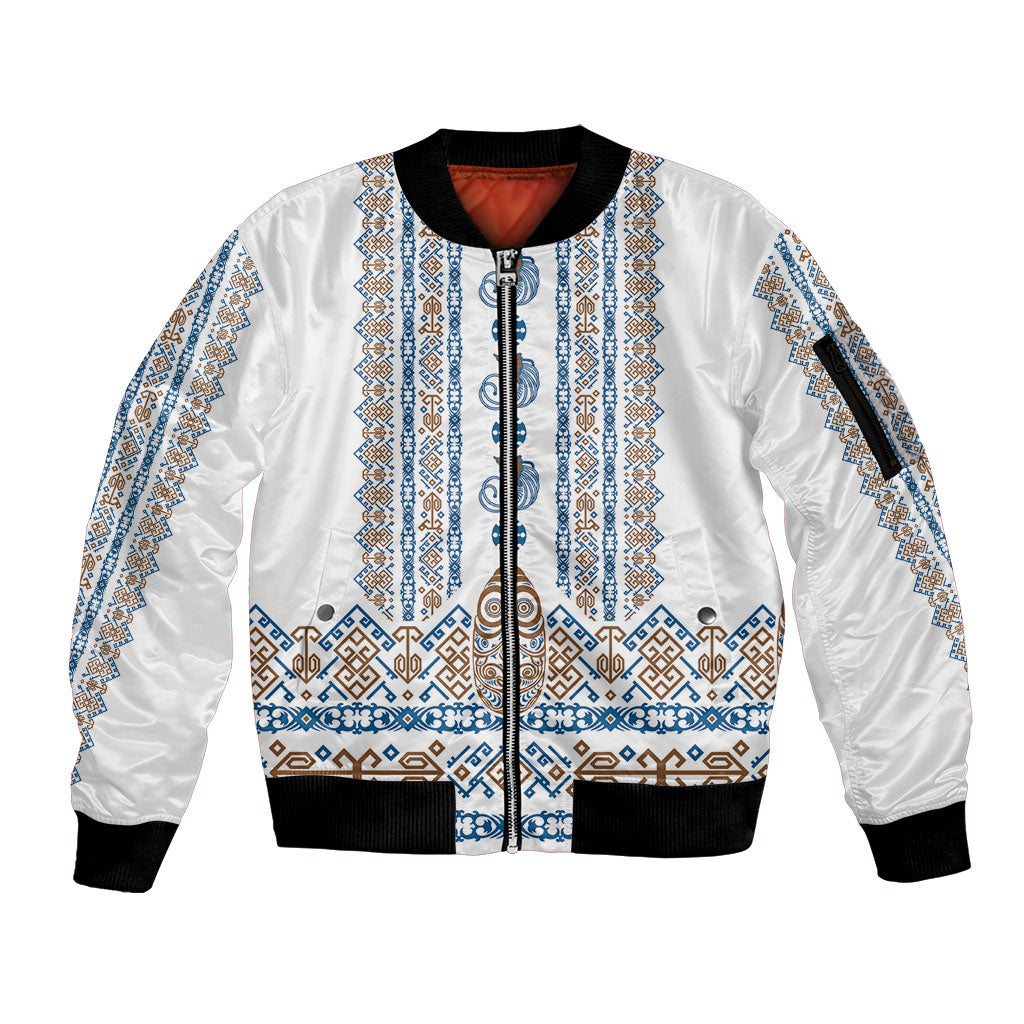 Personalised Papua New Guinea Bird Ethnic Sleeve Zip Bomber Jacket Papuan Batik Inspired Pattern