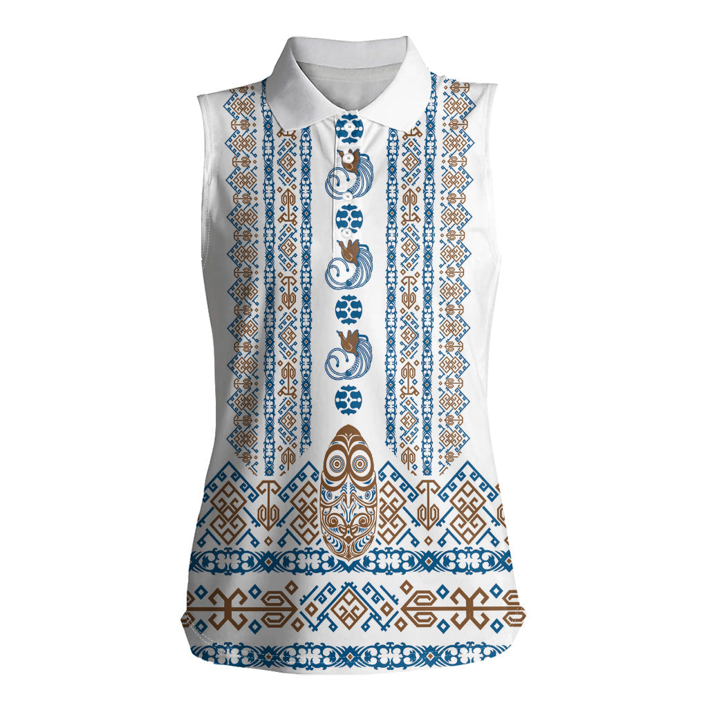Personalised Papua New Guinea Bird Ethnic Women Sleeveless Polo Shirt Papuan Batik Inspired Pattern