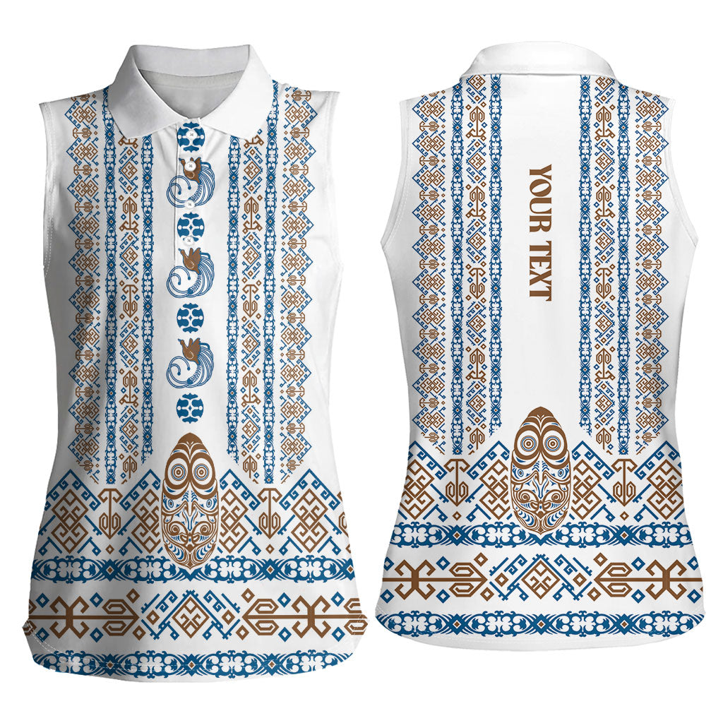 Personalised Papua New Guinea Bird Ethnic Women Sleeveless Polo Shirt Papuan Batik Inspired Pattern