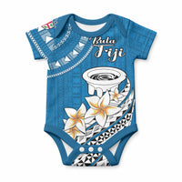 Bula Fiji Baby Onesie Kava Bowl Tapa Tribal LT9 Blue - Polynesian Pride