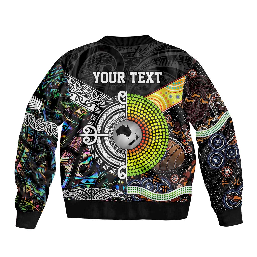 Personalised New Zealand and Australia Bomber Jacket Maori Mix Aboriginal Art Style LT9 - Polynesian Pride