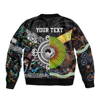 Personalised New Zealand and Australia Bomber Jacket Maori Mix Aboriginal Art Style LT9 - Polynesian Pride