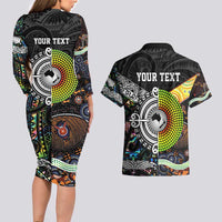 Personalised New Zealand and Australia Couples Matching Long Sleeve Bodycon Dress and Hawaiian Shirt Maori Mix Aboriginal Art Style LT9 - Polynesian Pride