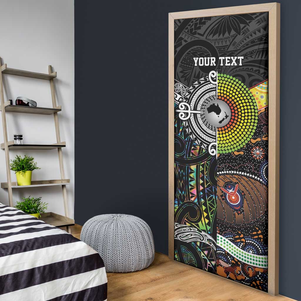 Australia New Zealand Personalised Door Cover Maori Aboriginal Art Style - Polynesian Pride