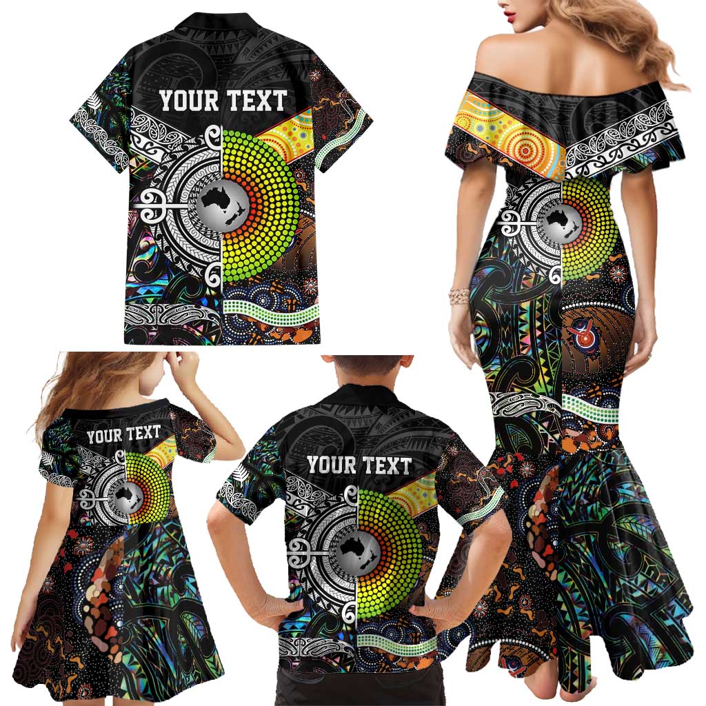 Personalised New Zealand and Australia Family Matching Mermaid Dress and Hawaiian Shirt Maori Mix Aboriginal Art Style LT9 - Polynesian Pride