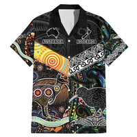 Personalised New Zealand and Australia Family Matching Mermaid Dress and Hawaiian Shirt Maori Mix Aboriginal Art Style LT9 Dad's Shirt - Short Sleeve Black - Polynesian Pride