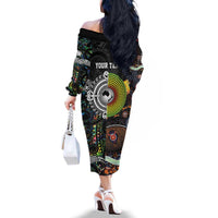 Personalised New Zealand and Australia Family Matching Off The Shoulder Long Sleeve Dress and Hawaiian Shirt Maori Mix Aboriginal Art Style LT9 - Polynesian Pride