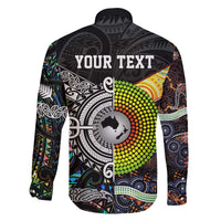 Personalised New Zealand and Australia Family Matching Off Shoulder Short Dress and Hawaiian Shirt Maori Mix Aboriginal Art Style LT9 - Polynesian Pride