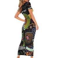 Personalised New Zealand and Australia Family Matching Short Sleeve Bodycon Dress and Hawaiian Shirt Maori Mix Aboriginal Art Style LT9 - Polynesian Pride