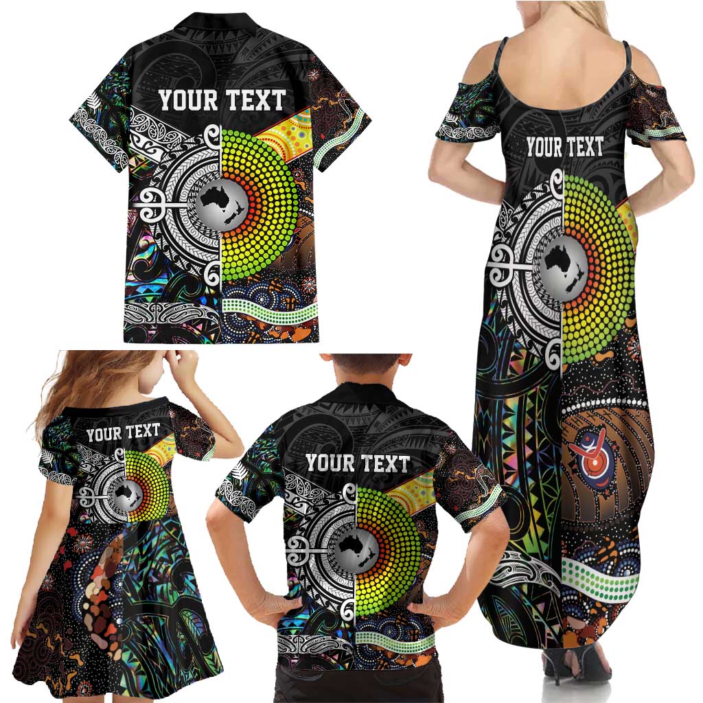 Personalised New Zealand and Australia Family Matching Summer Maxi Dress and Hawaiian Shirt Maori Mix Aboriginal Art Style LT9 - Polynesian Pride