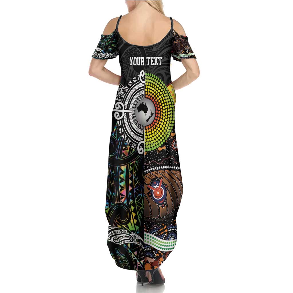 Personalised New Zealand and Australia Family Matching Summer Maxi Dress and Hawaiian Shirt Maori Mix Aboriginal Art Style LT9 - Polynesian Pride