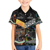 Personalised New Zealand and Australia Family Matching Summer Maxi Dress and Hawaiian Shirt Maori Mix Aboriginal Art Style LT9 Son's Shirt Black - Polynesian Pride
