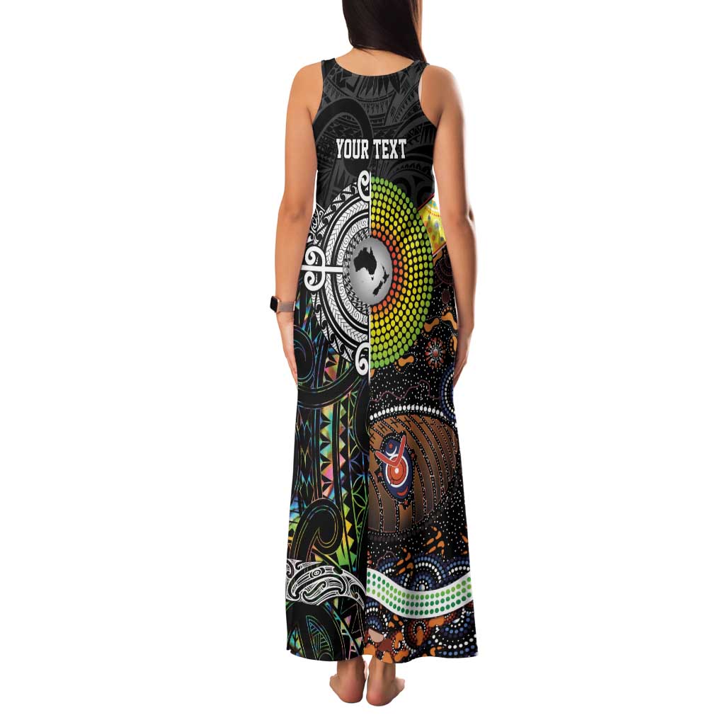 Personalised New Zealand and Australia Family Matching Tank Maxi Dress and Hawaiian Shirt Maori Mix Aboriginal Art Style LT9 - Polynesian Pride