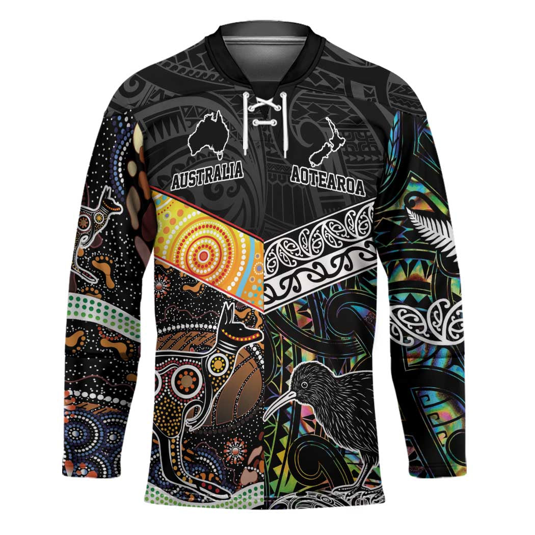 Australia New Zealand Personalised Hockey Jersey Maori Aboriginal Art Style - Polynesian Pride