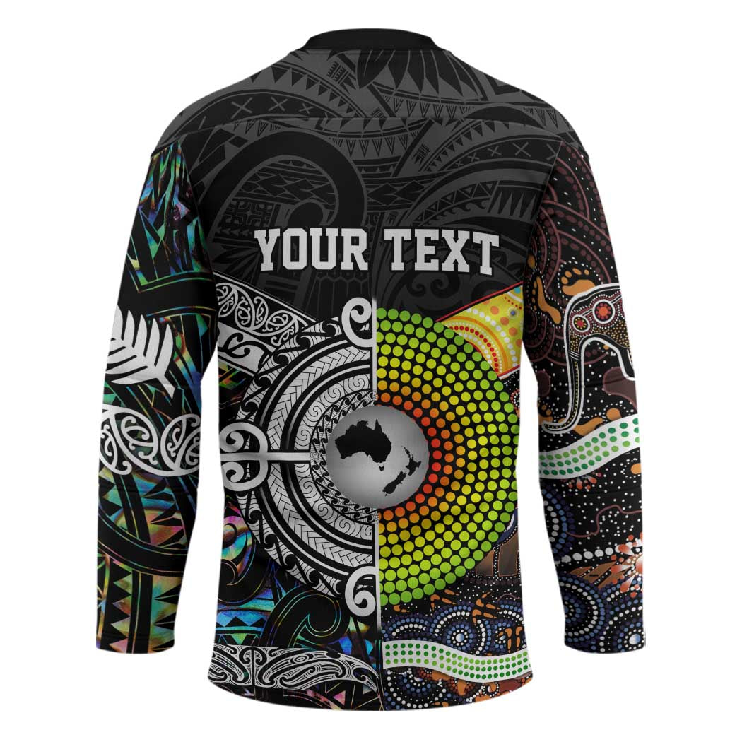 Australia New Zealand Personalised Hockey Jersey Maori Aboriginal Art Style - Polynesian Pride