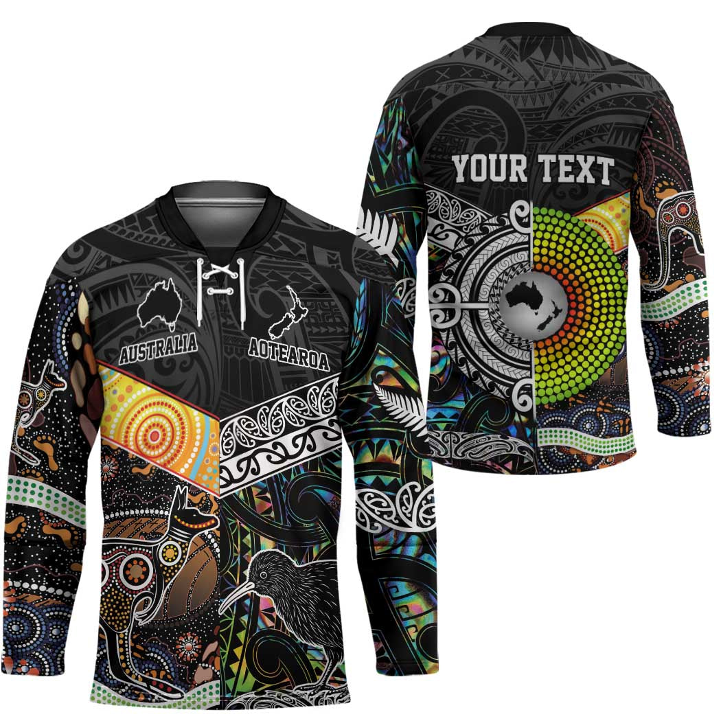 Australia New Zealand Personalised Hockey Jersey Maori Aboriginal Art Style - Polynesian Pride