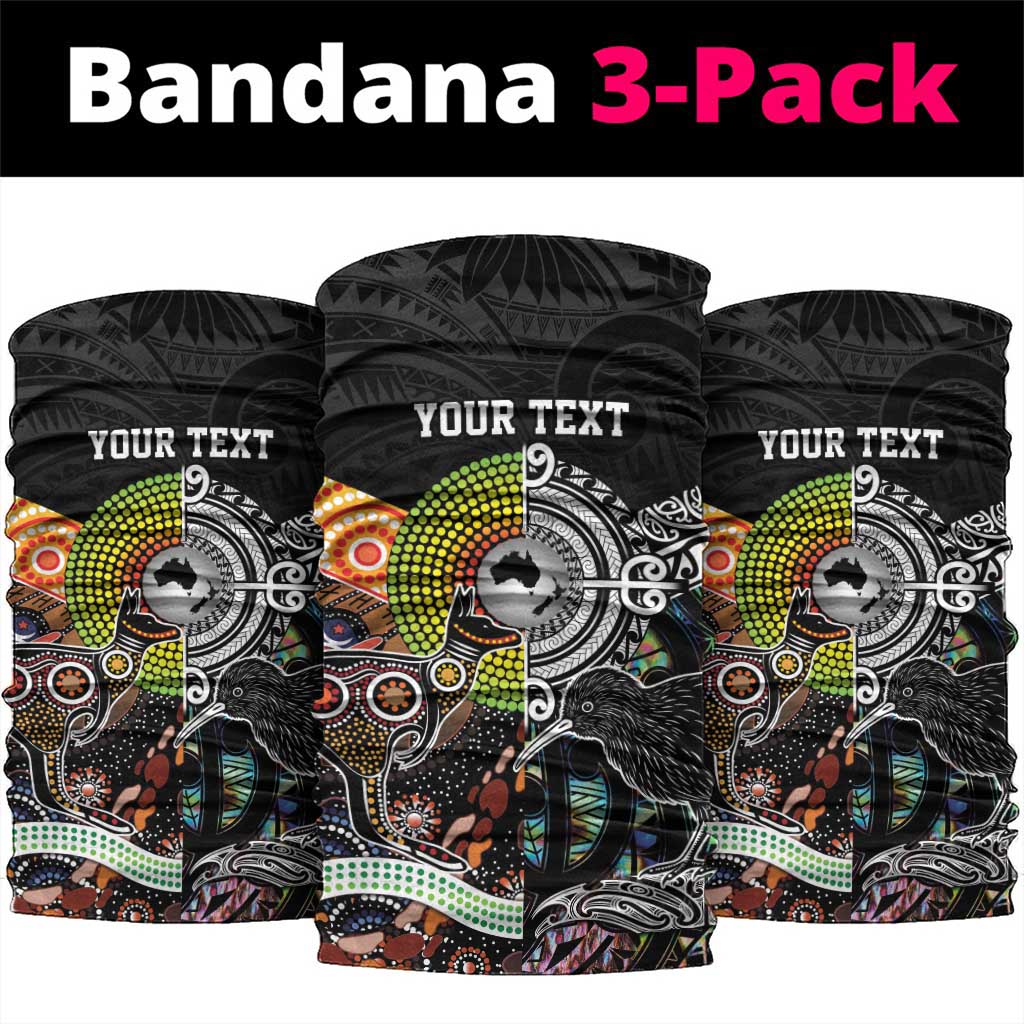 Australia New Zealand Personalised Neck Gaiter Maori Aboriginal Art Style LT9 package One Size: 25*50cm Black - Polynesian Pride
