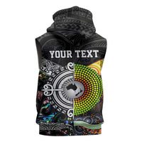 Australia New Zealand Personalised Sleeveless Zip Hoodie Maori Aboriginal Art Style LT9