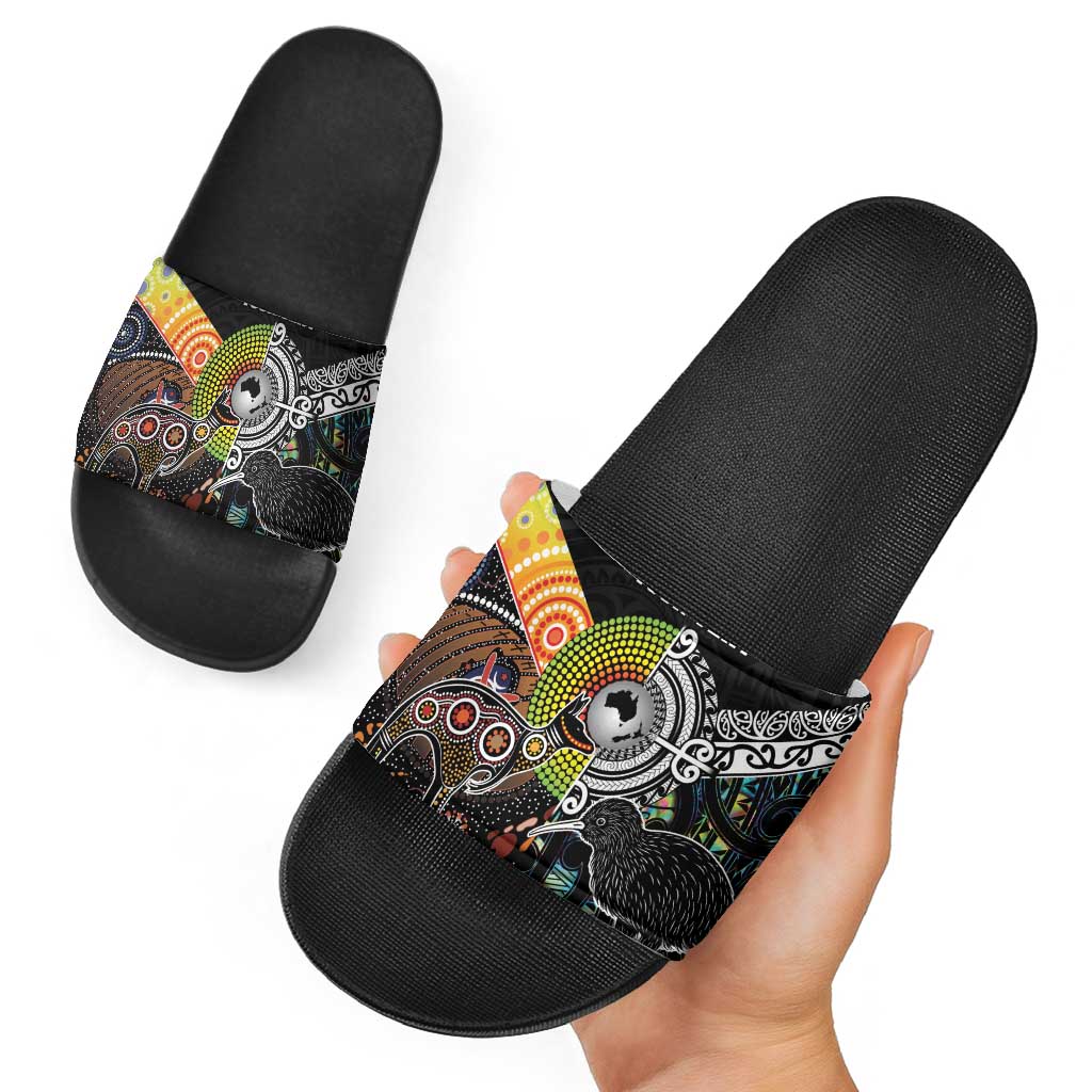 Australia New Zealand Personalised Slide Sandals Maori Aboriginal Art Style LT9 - Polynesian Pride