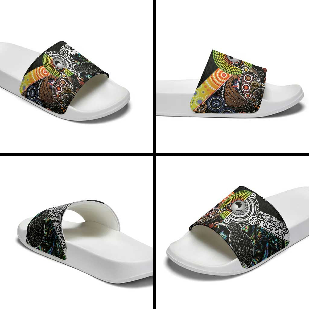 Australia New Zealand Personalised Slide Sandals Maori Aboriginal Art Style LT9 - Polynesian Pride