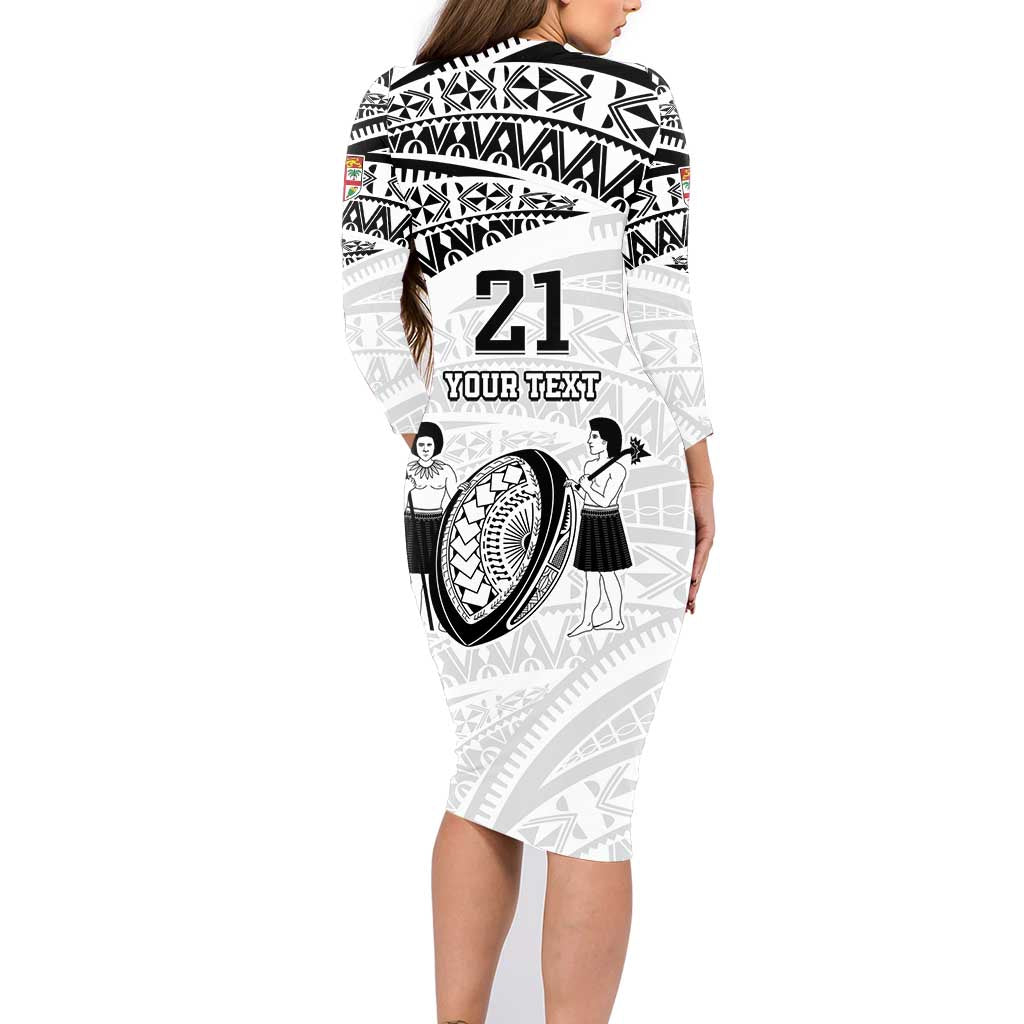 Custom Fiji Rugby Pacific Family Matching Long Sleeve Bodycon Dress and Hawaiian Shirt Polynesian Palm Tattoo LT9 - Polynesian Pride