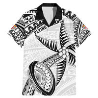 Custom Fiji Rugby Pacific Family Matching Mermaid Dress and Hawaiian Shirt Polynesian Palm Tattoo LT9 Dad's Shirt - Short Sleeve White - Polynesian Pride