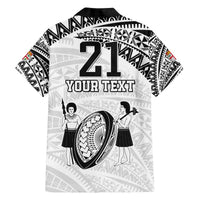 Custom Fiji Rugby Pacific Family Matching Off Shoulder Short Dress and Hawaiian Shirt Polynesian Palm Tattoo LT9 - Polynesian Pride