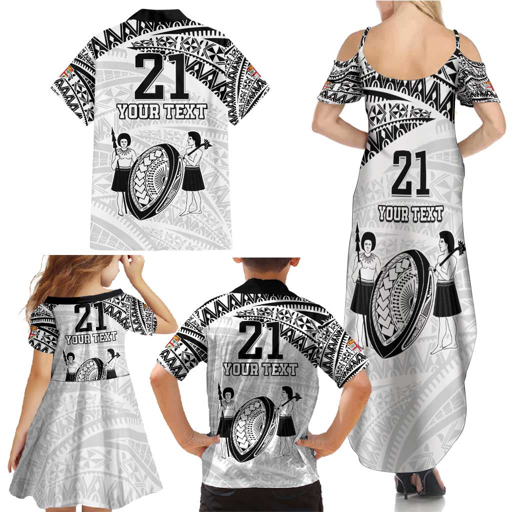 Custom Fiji Rugby Pacific Family Matching Summer Maxi Dress and Hawaiian Shirt Polynesian Palm Tattoo LT9 - Polynesian Pride