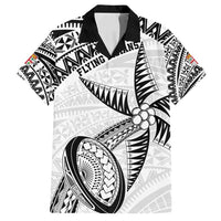 Custom Fiji Rugby Pacific Family Matching Summer Maxi Dress and Hawaiian Shirt Polynesian Palm Tattoo LT9 Dad's Shirt - Short Sleeve White - Polynesian Pride