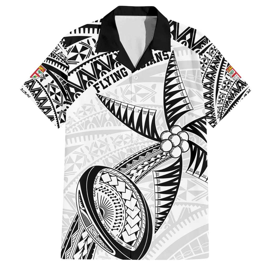 Custom Fiji Rugby Pacific Family Matching Tank Maxi Dress and Hawaiian Shirt Polynesian Palm Tattoo LT9 Dad's Shirt - Short Sleeve White - Polynesian Pride