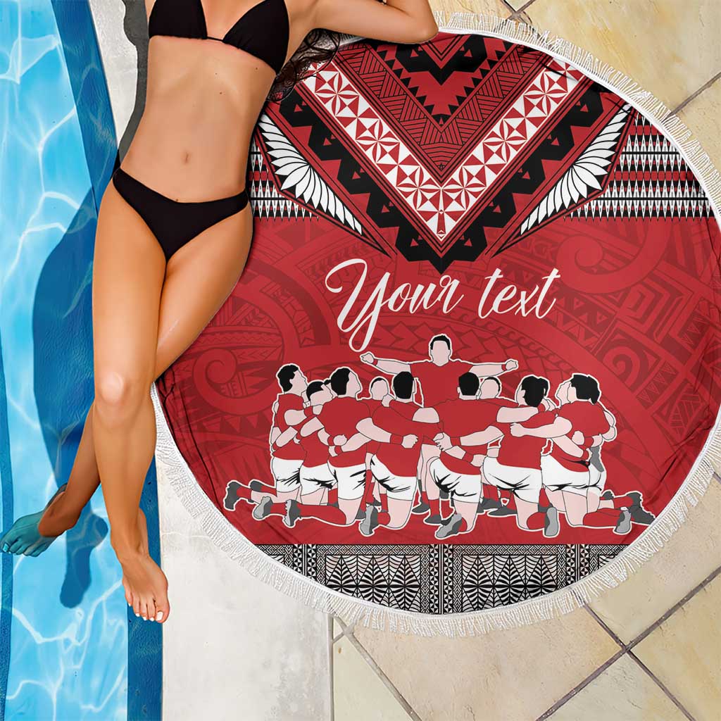 Personalised Tonga Rugby Pacific Beach Blanket Ikale Tahi Sipi Tau