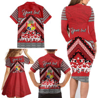 Personalised Tonga Rugby Pacific Family Matching Long Sleeve Bodycon Dress and Hawaiian Shirt Ikale Tahi Sipi Tau LT9 - Polynesian Pride