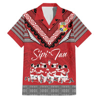 Personalised Tonga Rugby Pacific Family Matching Mermaid Dress and Hawaiian Shirt Ikale Tahi Sipi Tau LT9 Dad's Shirt - Short Sleeve Red - Polynesian Pride