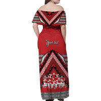 Personalised Tonga Rugby Pacific Family Matching Off Shoulder Maxi Dress and Hawaiian Shirt Ikale Tahi Sipi Tau LT9 - Polynesian Pride