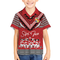Personalised Tonga Rugby Pacific Family Matching Off Shoulder Maxi Dress and Hawaiian Shirt Ikale Tahi Sipi Tau LT9 Son's Shirt Red - Polynesian Pride