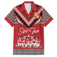 Personalised Tonga Rugby Pacific Family Matching Off Shoulder Short Dress and Hawaiian Shirt Ikale Tahi Sipi Tau LT9 Dad's Shirt - Short Sleeve Red - Polynesian Pride