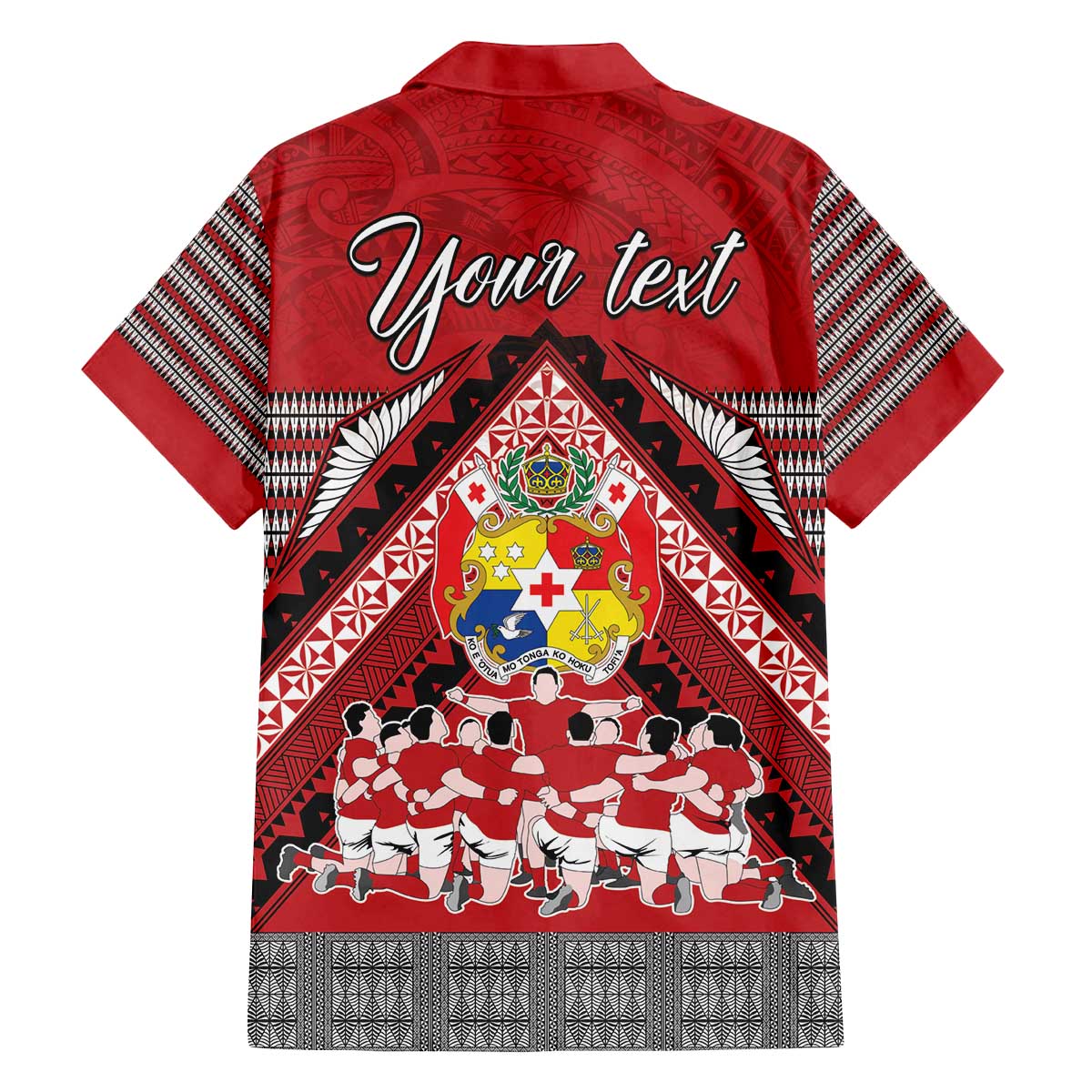 Personalised Tonga Rugby Pacific Family Matching Off Shoulder Short Dress and Hawaiian Shirt Ikale Tahi Sipi Tau LT9 - Polynesian Pride
