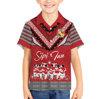 Personalised Tonga Rugby Pacific Family Matching Off Shoulder Short Dress and Hawaiian Shirt Ikale Tahi Sipi Tau LT9 Son's Shirt Red - Polynesian Pride