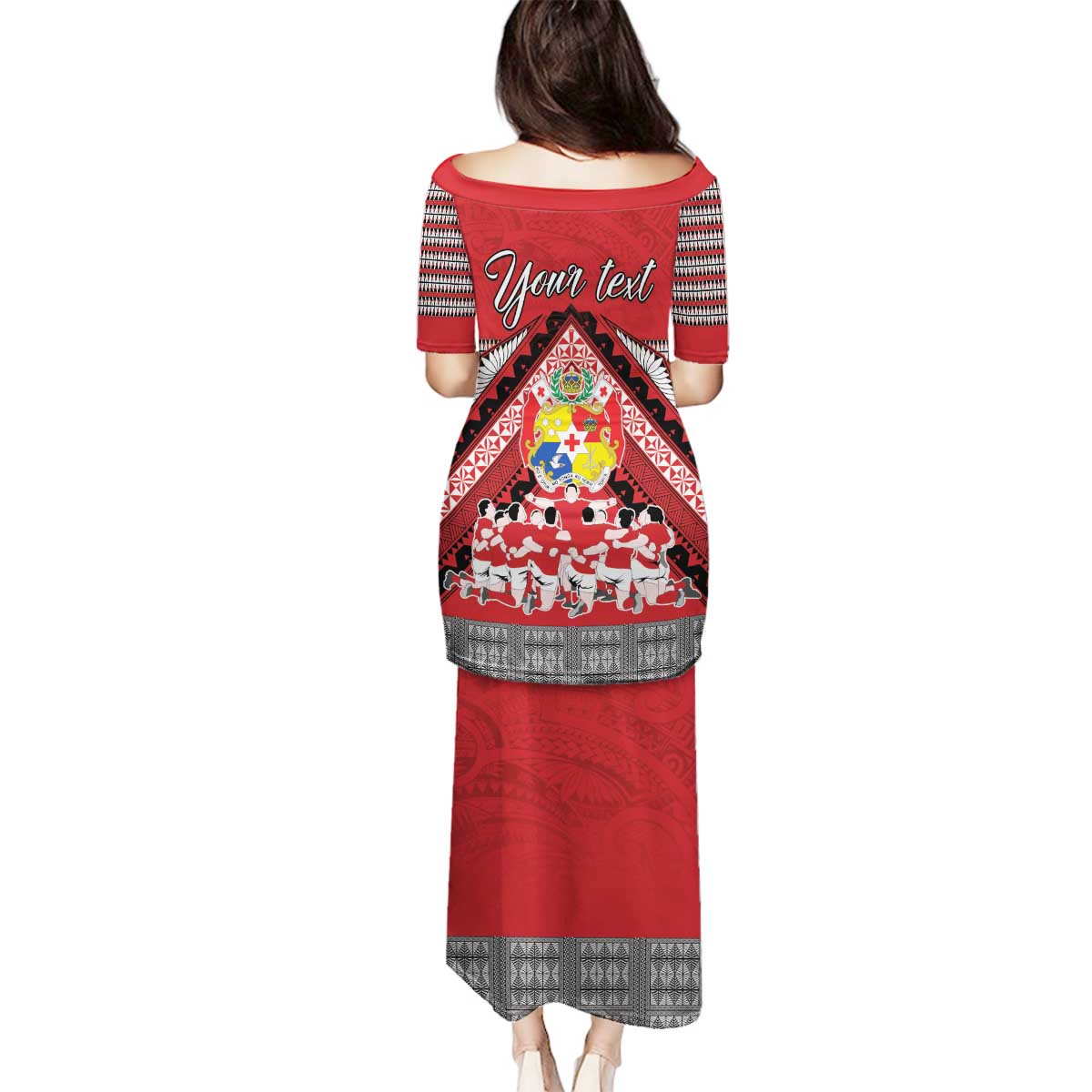 Personalised Tonga Rugby Pacific Family Matching Puletasi and Hawaiian Shirt Ikale Tahi Sipi Tau
