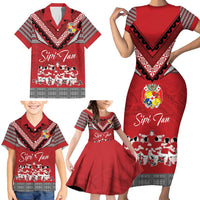 Personalised Tonga Rugby Pacific Family Matching Short Sleeve Bodycon Dress and Hawaiian Shirt Ikale Tahi Sipi Tau LT9 - Polynesian Pride