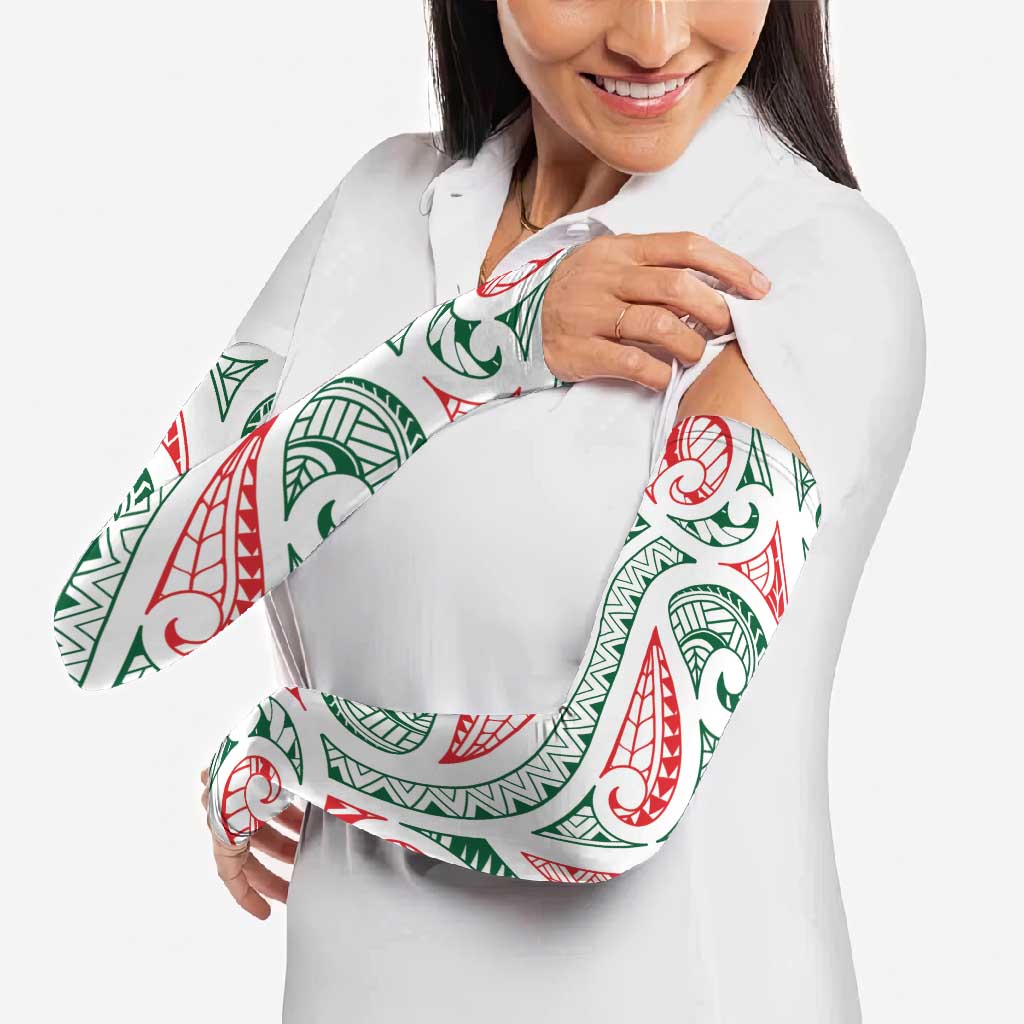New Zealand Kowhaiwhai Christmas Arm Sleeves Traditional Maori Koru Pattern - Polynesian Pride
