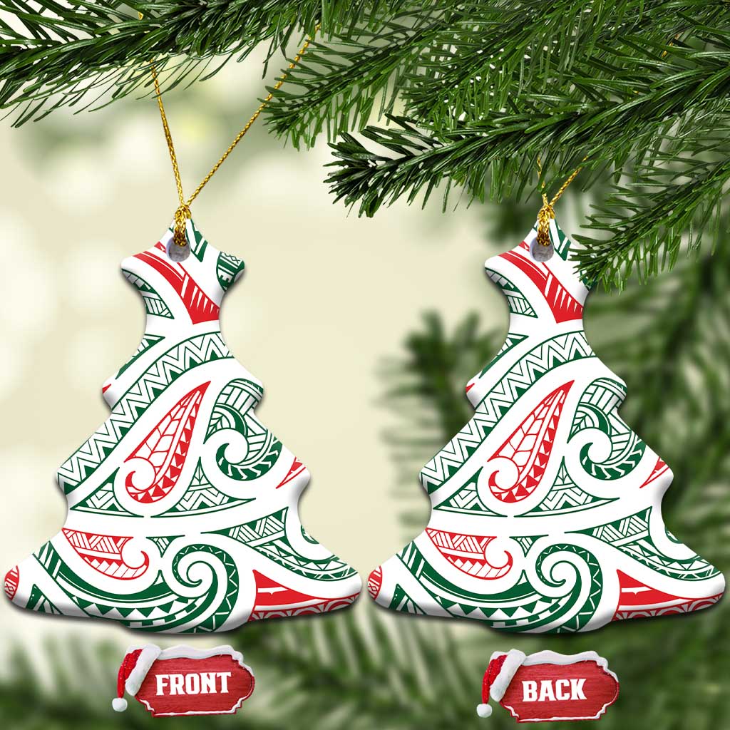 New Zealand Kowhaiwhai Christmas Ceramic Ornament Traditional Maori Koru Pattern - Polynesian Pride