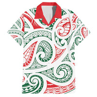 New Zealand Kowhaiwhai Christmas Family Matching Off Shoulder Maxi Dress and Hawaiian Shirt Traditional Maori Koru Pattern LT9 Dad's Shirt - Short Sleeve White - Polynesian Pride