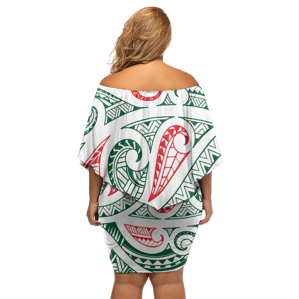 New Zealand Kowhaiwhai Christmas Family Matching Off Shoulder Short Dress and Hawaiian Shirt Traditional Maori Koru Pattern LT9 - Polynesian Pride