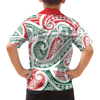 New Zealand Kowhaiwhai Christmas Family Matching Short Sleeve Bodycon Dress and Hawaiian Shirt Traditional Maori Koru Pattern LT9 - Polynesian Pride