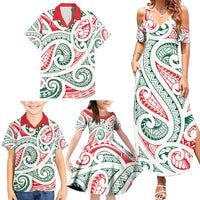 New Zealand Kowhaiwhai Christmas Family Matching Summer Maxi Dress and Hawaiian Shirt Traditional Maori Koru Pattern LT9 - Polynesian Pride