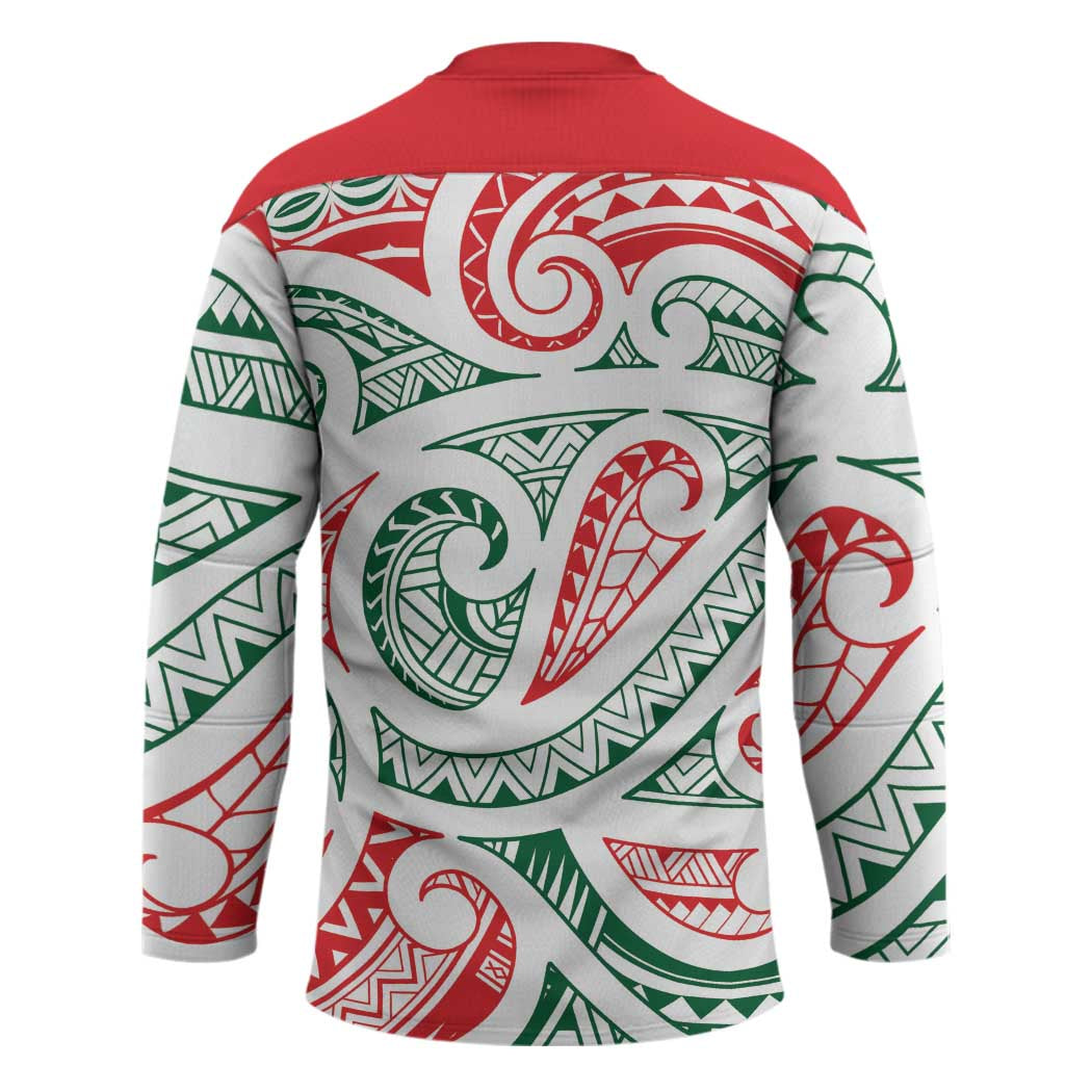 New Zealand Kowhaiwhai Christmas Hockey Jersey Traditional Maori Koru Pattern - Polynesian Pride