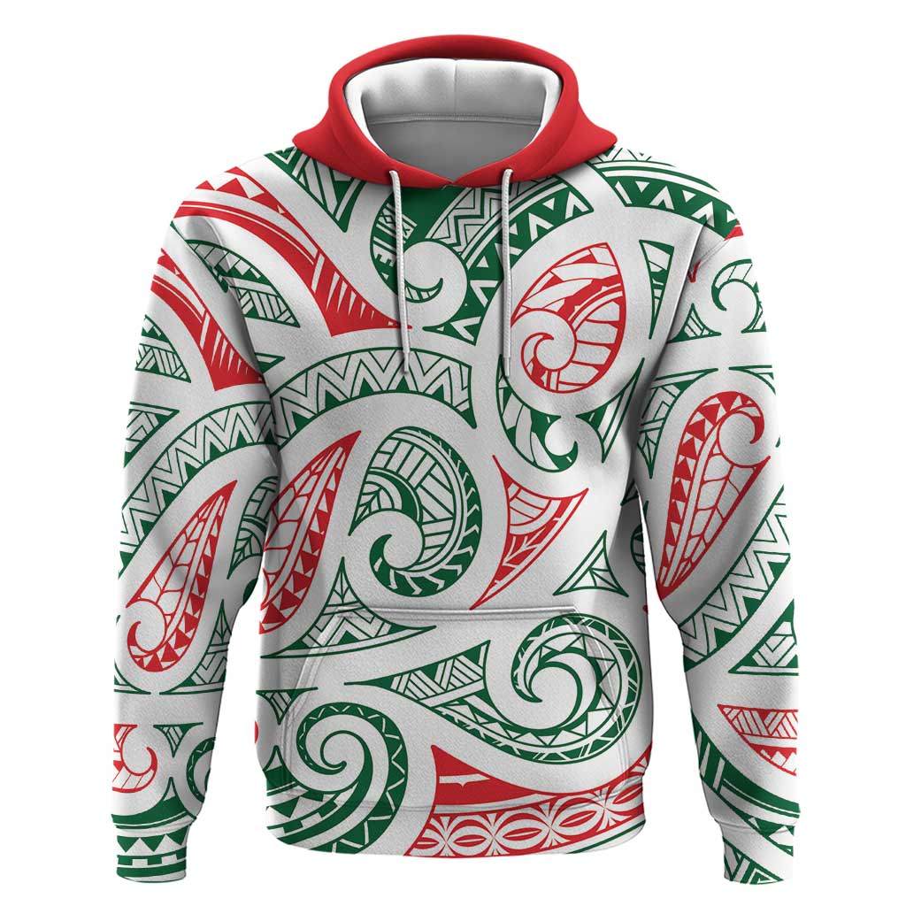 New Zealand Kowhaiwhai Christmas Hoodie Traditional Maori Koru Pattern - Polynesian Pride